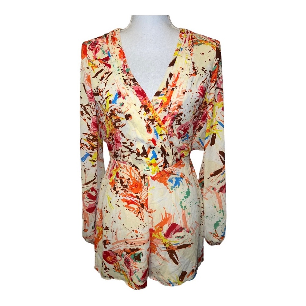 Ark & Co colorful open back shorts romper